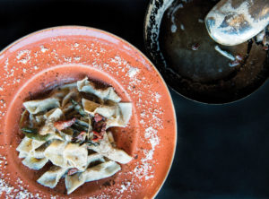 Top view of beautifully prepared the Factory Kitchen pasta dish